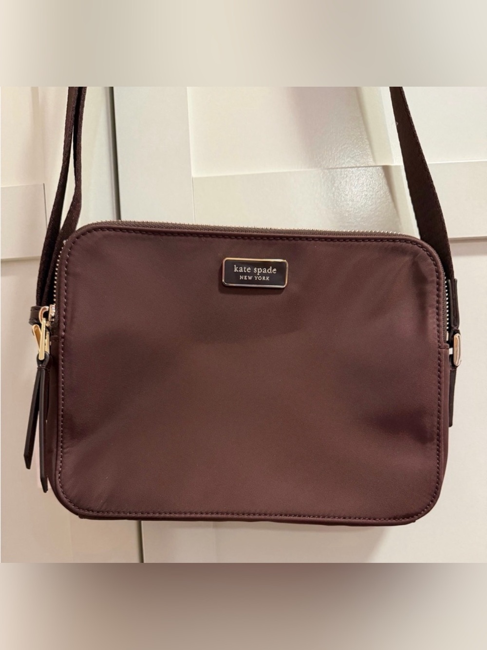 Kate Spade ♠️ Camera Bag, Chocolate Cherry, Dawn Spade Webbing NWT